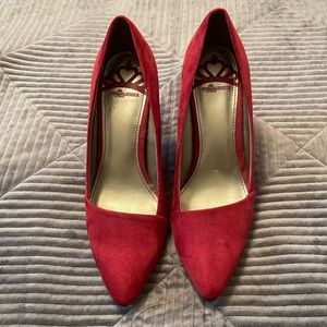 Cranberry Red Faux Suede Heel